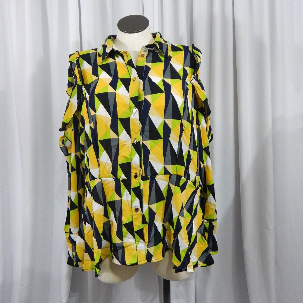 NWOT Cold Shoulder Geometric Blouse ~ Sie 18/20